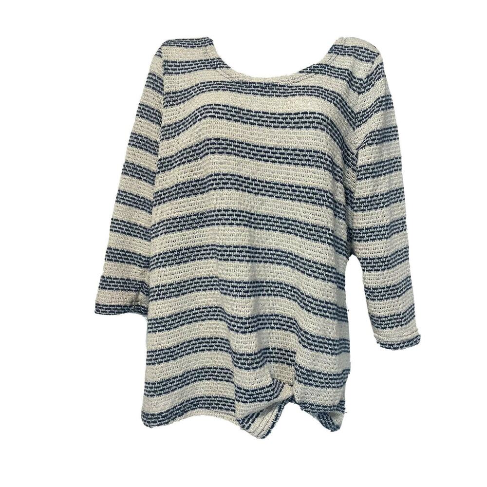 Dress barn sunday stripe textured sweater blouse plus size 1X